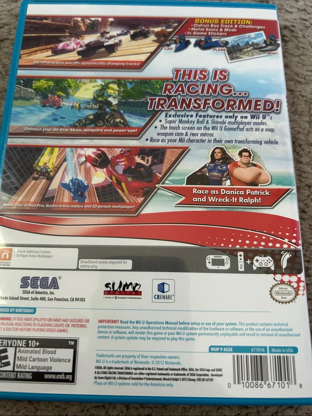 Sonic & All-Stars Racing Transformed - Wii U - SEGA - Blue